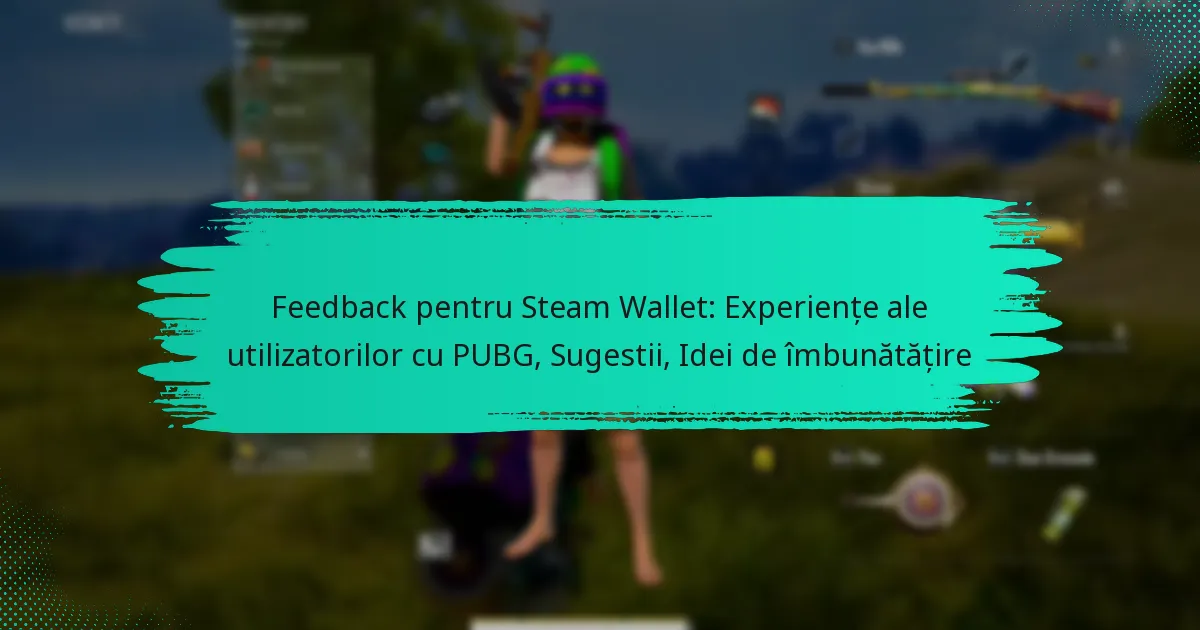 Feedback pentru Steam Wallet: Experiențe ale utilizatorilor cu PUBG, Sugestii, Idei de îmbunătățire